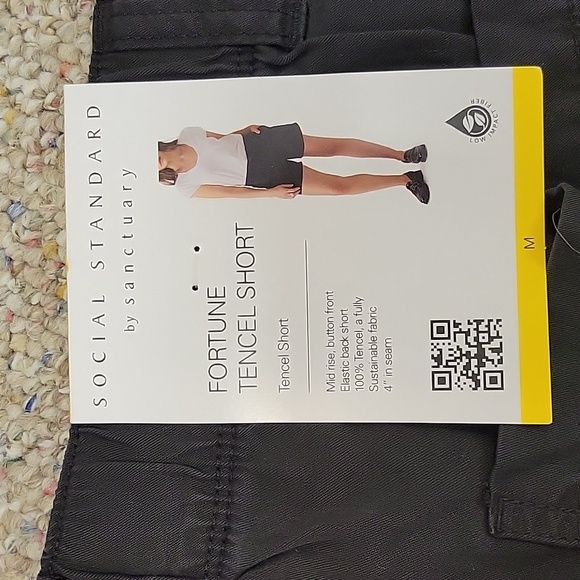 Social Standard By Sanctuary Womens Washed Black Fortune Tencel Short NWT Medium - Picture 2 of 6